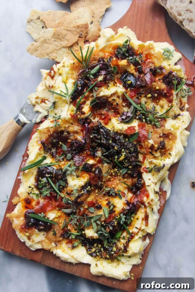 Spiced Dukkah Recipe: Crunchy Egyptian Nut & Spice Mix 9 Butter smoothed onto a board and topped with chilli oil, fig chutney and herbs with crackers and bread on the side.