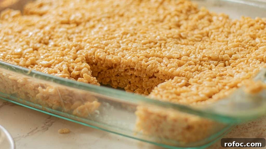 Peanut Butter Rice Krispie Treats Recipe You’ll Love 3 peanut butter rice krispie treats in the pan