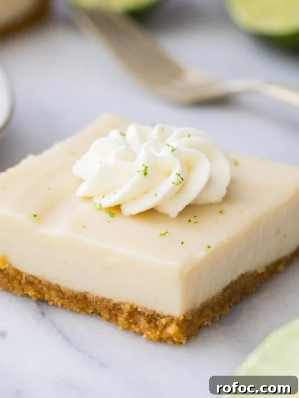 Graham Cracker Crust Recipe: Simple Steps for Perfect Pie Crust 14 square of creamy key lime pie bar on marble, topped with whipped cream and lime zest