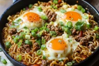 One-Skillet Egg Roll Ramen with Crispy Toppings