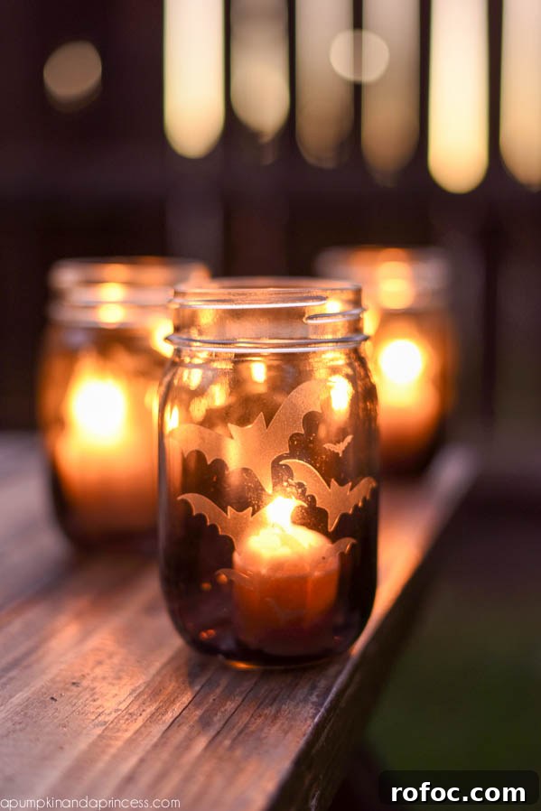 DIY Halloween Treat Bags Kids Will Love 12 Halloween Etched Glass Mason Jar Luminaries