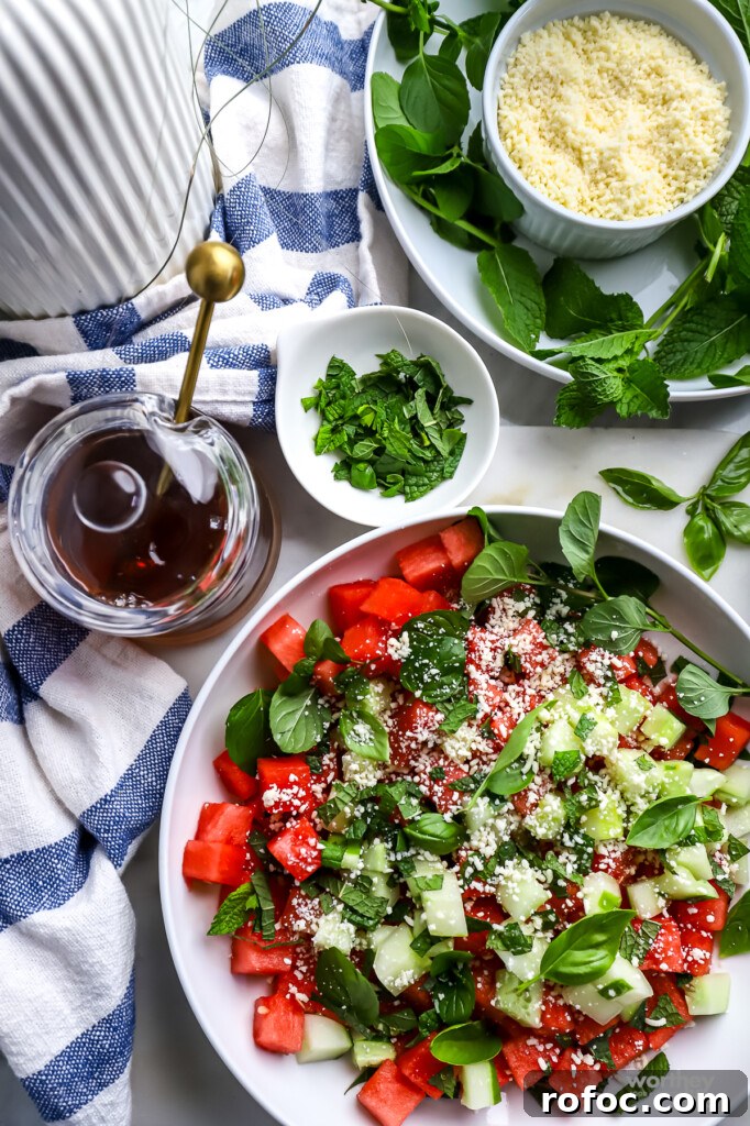 Refreshing Watermelon, Cucumber and Basil Salad 2 watermelon cucumber basil