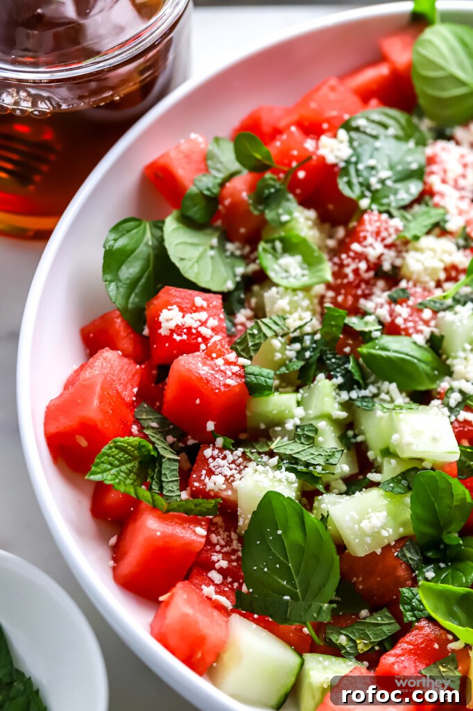 Refreshing Watermelon, Cucumber and Basil Salad 3 Watermelon Cucumber Basil Salad