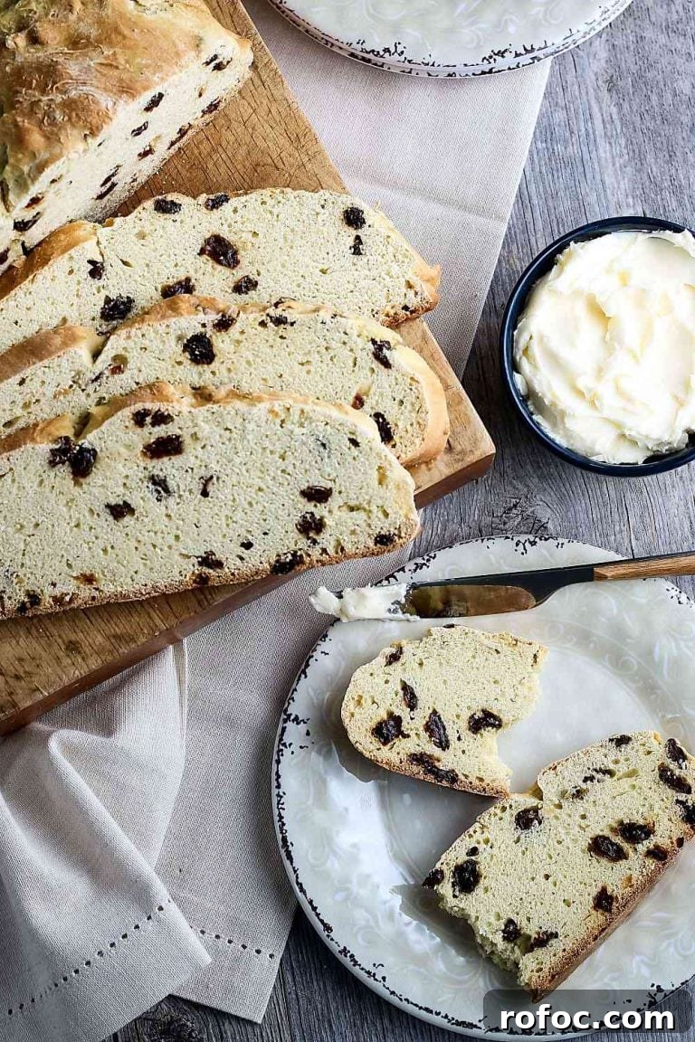 sliced Irish soda bread with butter