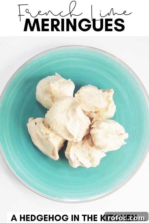 Kaffir Lime Meringues Recipe: Tangy Citrus Meringue Cookies 5 French Lime Meringues on a blue plate