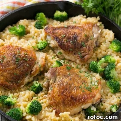 One pot chicken with cheddar broccoli rice