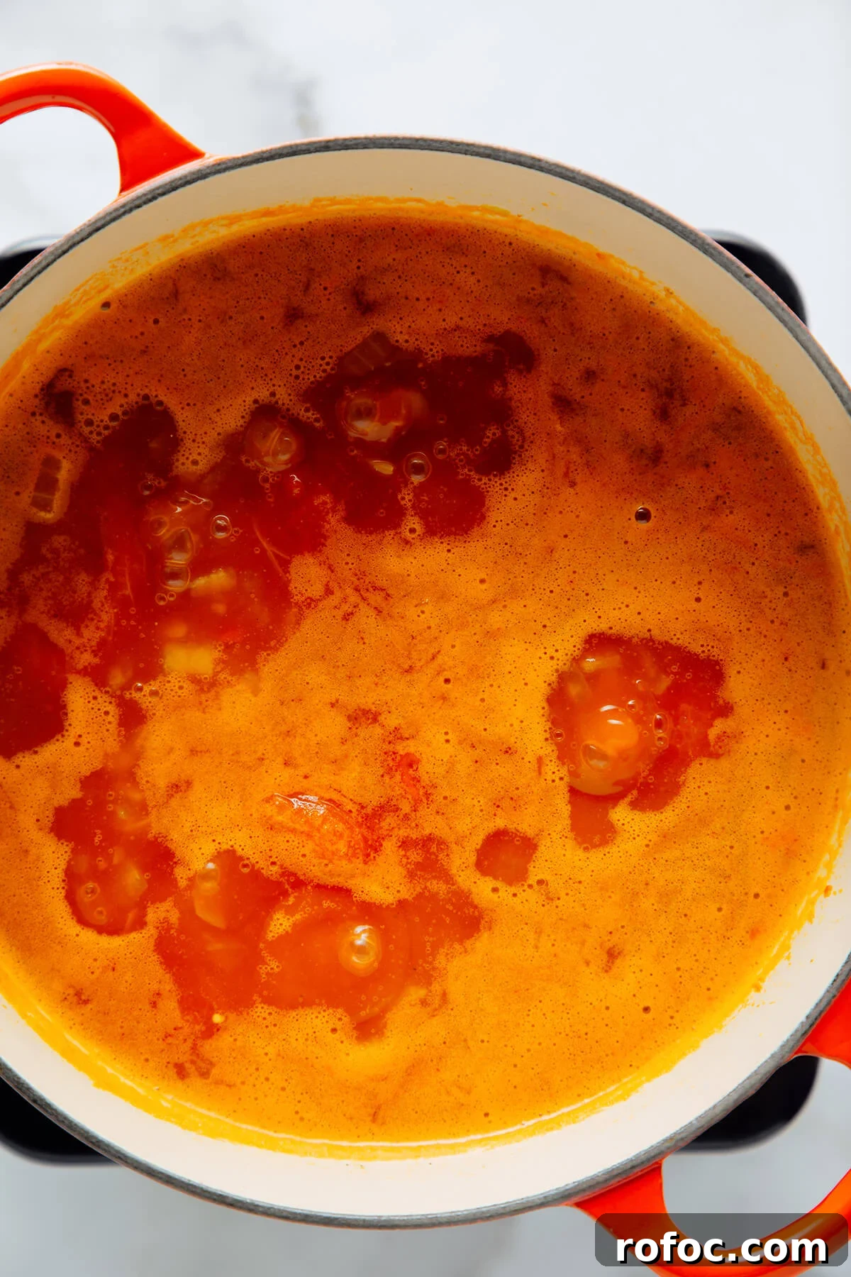 simmering chickpea tomato soup