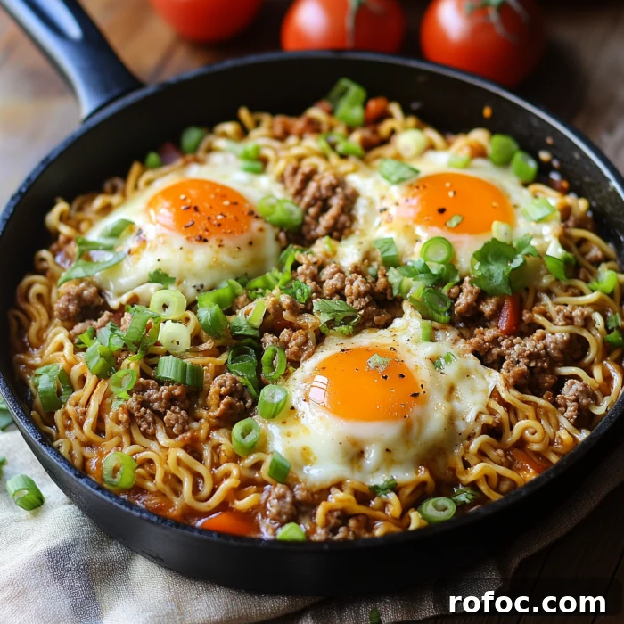 Egg Roll Ramen Skillet plated