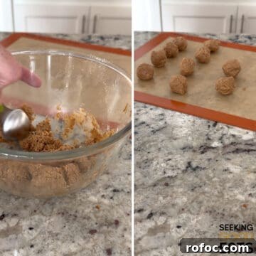 Forming the no bake gingerbread protein balls and laying out on a silicone mat.