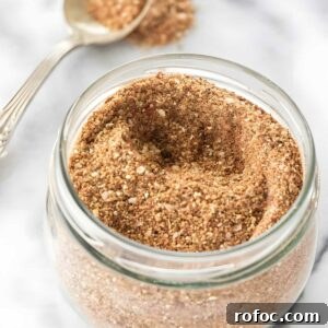 Glass jar of tri tip spice blend.